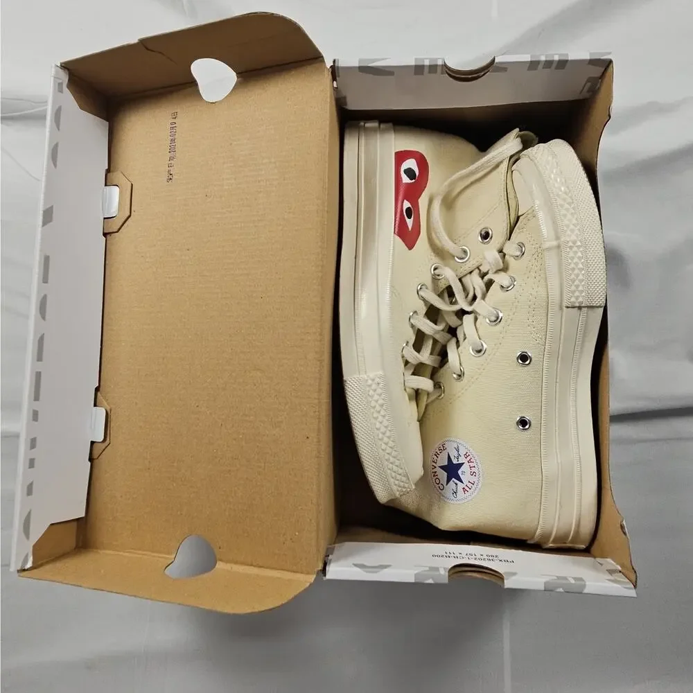Unisex M4 W6 Chuck 70 High Milk White CDG Heart Sneakers by Converse